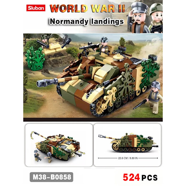 Ii 2 Militärbyggstenar Normandie Landningar Storbritannien USA Tyskland Arméuppsättningar Klossar Leksaker Fordon Pershing Panther Tankar 770Pcs No Box M