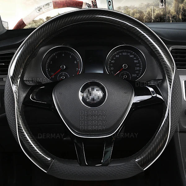 D-formad och O-formad rattöverdrag i halkfritt PU-läder för Polo Golf 7 Scirocco Suzuki Swift Nissan Rogue Hög kvalitet D shape Black