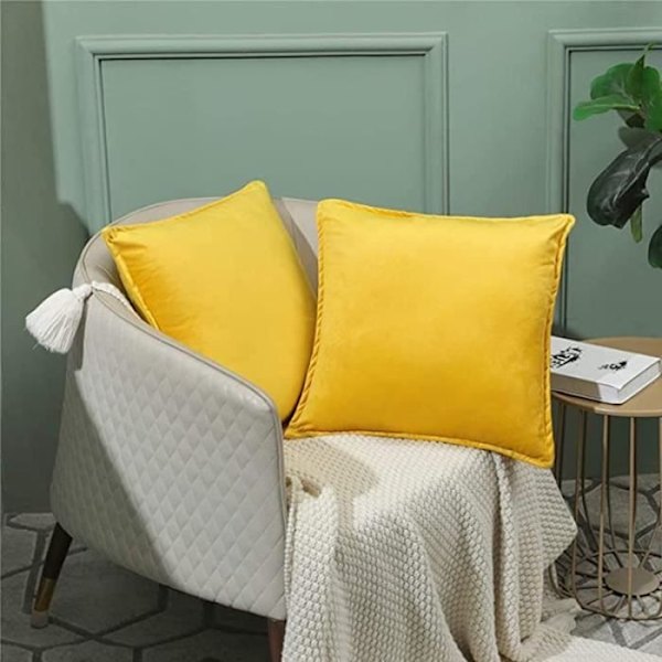 Örngott, 2 Örngott Soffkudde Överdrag 50X50Cm (Gul) YELLOW