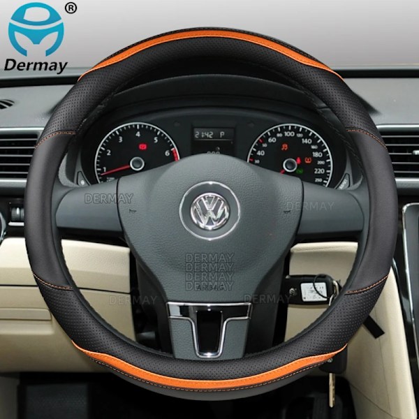 Rattskinnsöverdrag i kolfiber PU-läder för VW T4 T5 T6 Multivan Transporter bil O Shape Orange