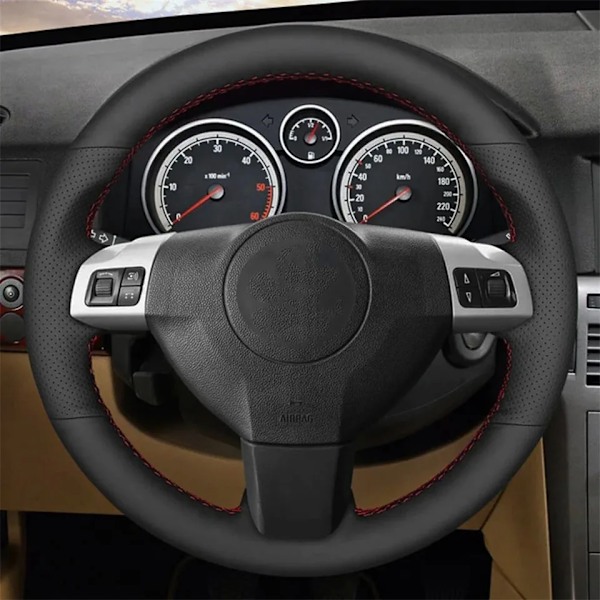 DIY svart konstläder rattöverdrag för Opel Astra H Zafira B Signum Vectra C Vauxhall Holden Astra 2004-2009
