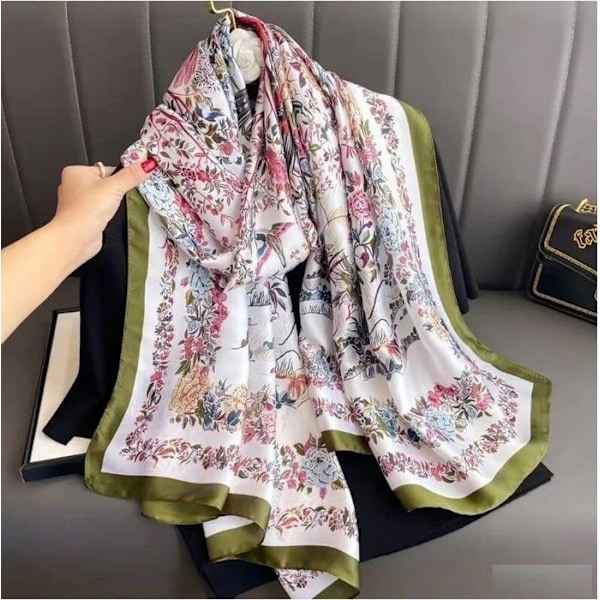 Damscarf 90 x 180 cm Imitation Silke Fleuri Oiseau Fou 290 L