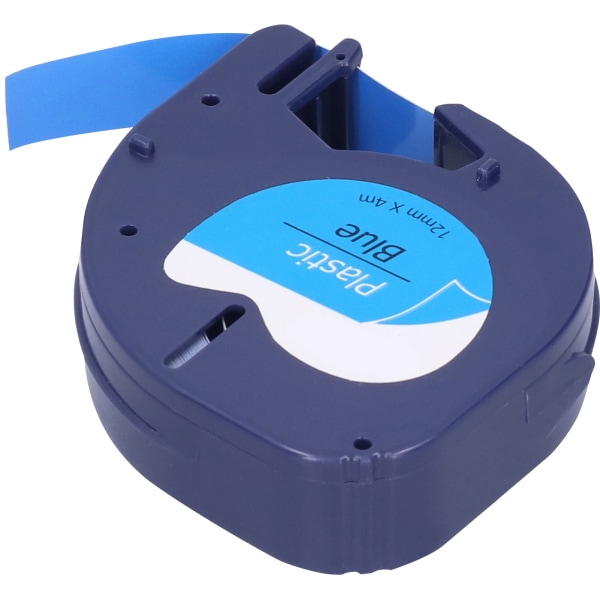 Udskiftning af etikettape til DYMO LETRATAG-maskinebånd DIY-printtilbehør12 mm x 4 meter Sort bogstav på blå 91205