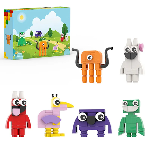 Garten of Banban Lego-liknande spel Grön-huvad monster flamingo MOC modellbyggstenar barns utbildningsleksaker Blue Elephant Coach