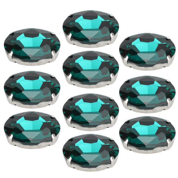 10 st Sy på Strass Kristaller Glänsande knappar Dekoration för gör-det-själv hantverk Kläder Skor Väskor0,71 x 0,98in Grön Oval