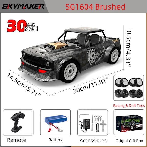 Sg1605 sg1606 sg1603 sg1604 pro 1/16 rc bil hög hastighet 2.4g borstlös 4wd 1:16 drift fjärrkontroll racing bil leksaker för pojkar SG1604-Brushed-1B