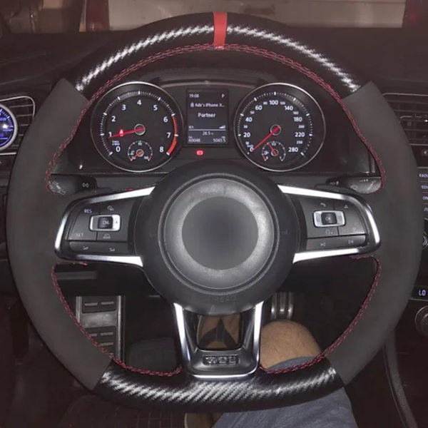 Cardak rattöverdrag i svart mockaläder för Volkswagen Golf 7 MK7 GTI R VW Polo Scirocco 2015 2016 Style 14