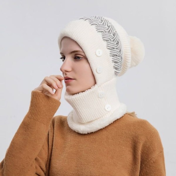 Vinterhalsdukar för damer, 2 stycken, vintervarmt nackskydd för kvinnor, stickad mössa, halsduk och mask i 1
