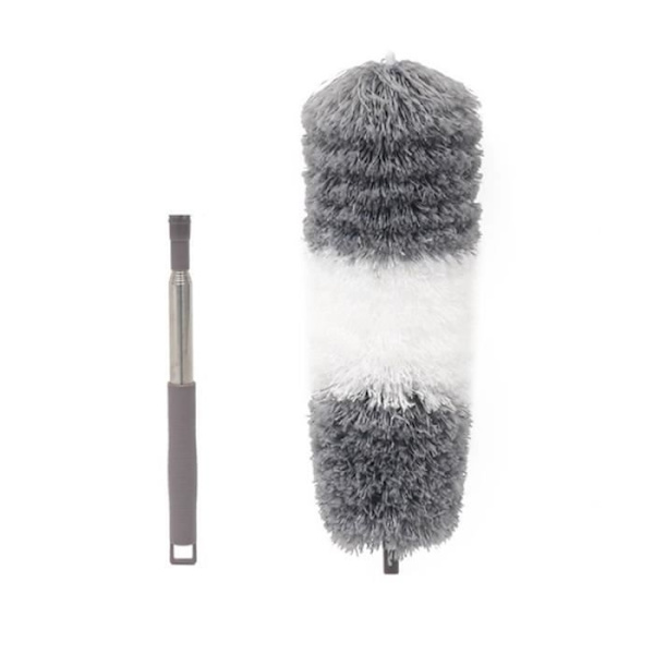 Teleskopisk dammvippa längd från 60 cm till 140 cm tvättbar grå och vit Gray and White