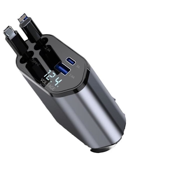 Billaddare - Ospecificerad - 120W - 2 USB-portar - Infällbar kabel - Snabbladdning