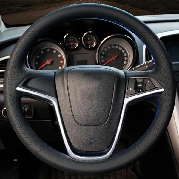 DIY svart konstläder rattöverdrag för Opel Ampera 2012 Zafira Tourer Astra (J) 2010 2011 2012 2013 2014 2015