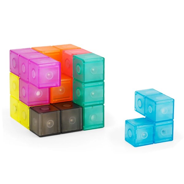 Magnetisk Ruban Kub 3D Twist Byggklossar Pussel Kub Klassrum Speed Cube För Barn Clear