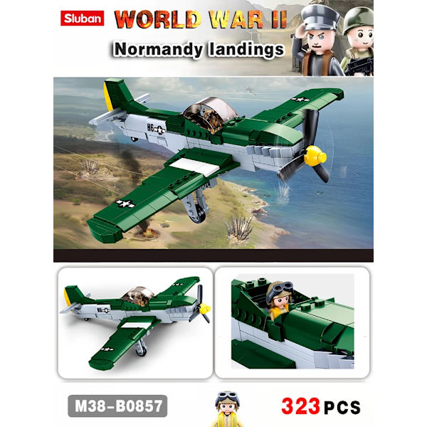 Ii 2 Militärbyggstenar Normandie Landningar Storbritannien USA Tyskland Arméuppsättningar Klossar Leksaker Fordon Pershing Panther Tankar 323Pcs No Box M