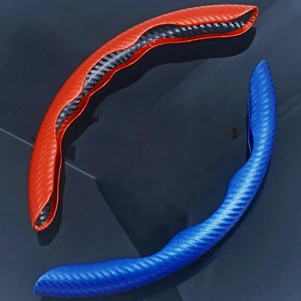 38 cm 1 par kolfiberlook universell vinterbils rattförstärkningsöverdrag halkfritt bilinteriördekoration tillbehör Carbon Fiber-Mixed 1