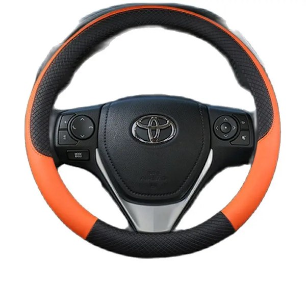 Bilstyrhjulsskydd i flätad läder för Toyota Camry CHR Auris Yaris Corolla RAV4 Prius 30 Celica Aqua red