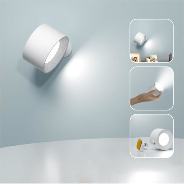 Vägglampa för inomhusbruk, Touch LED-vägglampa med USB-laddningsport, Touchkontroll, 3 ljusstyrkenivåer 3 temperaturer. [Z173] White