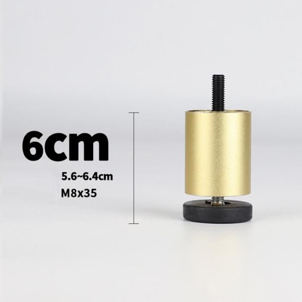 Set med 4 justerbara möbelben i aluminiumlegering, soffbensersättning för soffa, säng, guld 6 cm