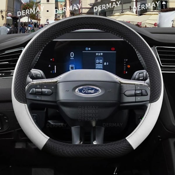 För Ford Mondeo MK5 V 2022 2023 Dermay Bilrattstyrningshölje 9 Färger PU Läder Halkskyddande Biltillbehör Snabb D shape Red