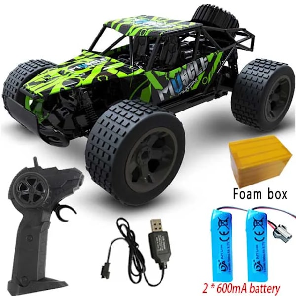1/20 RC Crawlerbil Hög Hastighet Klippklättring Drift Offroad Radiostyrd Buggy Elektrisk Fjärrstyrd Bil Barnleksaker för Pojkar Green 2 Battery