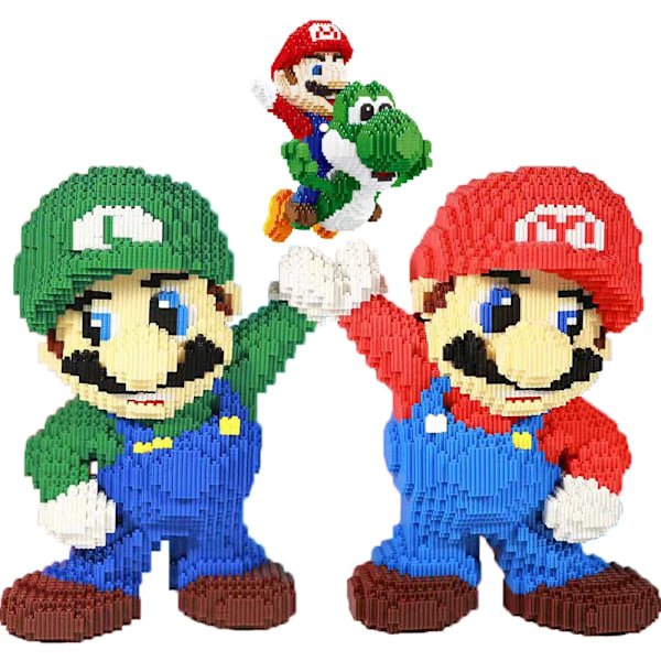 Röd superflygande ma bros modell mikrobyggstenar tegelstenar set tecknad anime figurer leksak för barn present H With Box