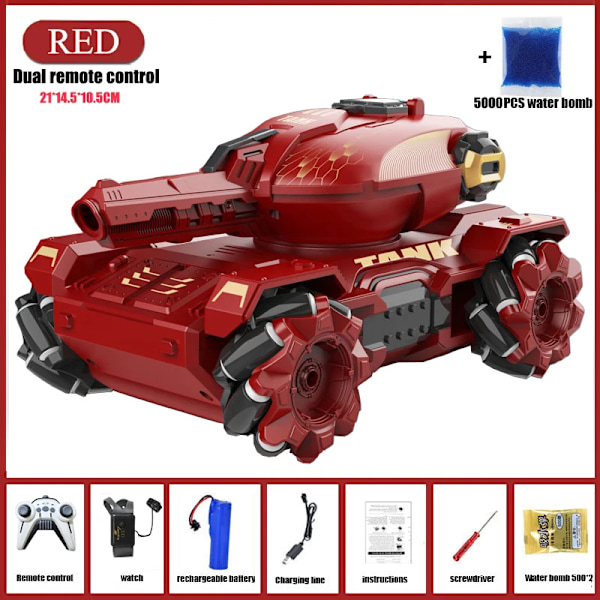 Radiostyrd bil leksaker för barn 4wd fjärrkontroll bil radiostyrd tank geststyrd vattenbomb elektriska pansarleksaker för pojkar present RED-Dual RC