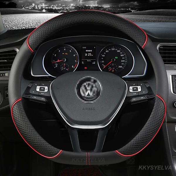 Rattöverdrag i PU-läder för VW Sharan Passat Caddy Touran Tiguan Golf Polo Teramont Atlas T-Roc T-Cross (38cm) DD38CM