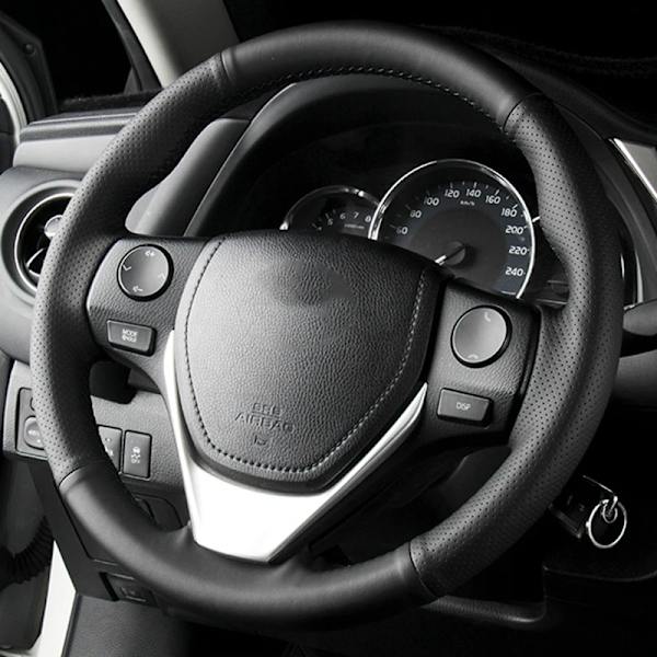 Anti-halk svart läder rattfläta för Toyota RAV4 2013-2019 Corolla 2014-2019 Auris 2013-2016 Scion iM 2016