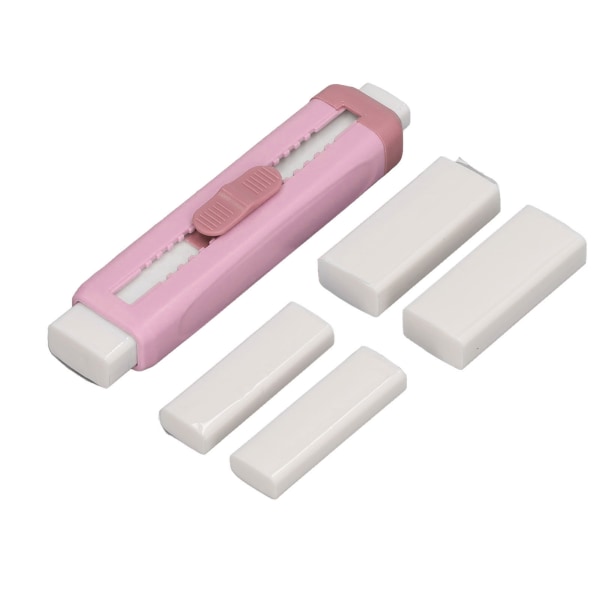 Push Pull Eraser Bärbar ABS-skal med dubbla ändar, glidande infällbar suddgummi Skolmaterial för elever Rosa