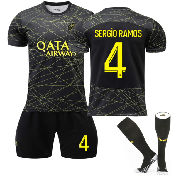 2023 Paris Saint-Germain Sergio Ramos #4 Fourth Jersey Kit för barn Vuxna Bekväm 26(140-150CM)