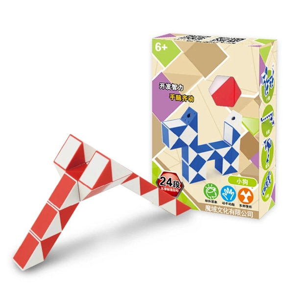 Cubing Classroom 24 Snake Speed Cubes Twist Magic Puzzle för barn, festgåvor, färgglada pedagogiska leksaker Red Magic Ruler