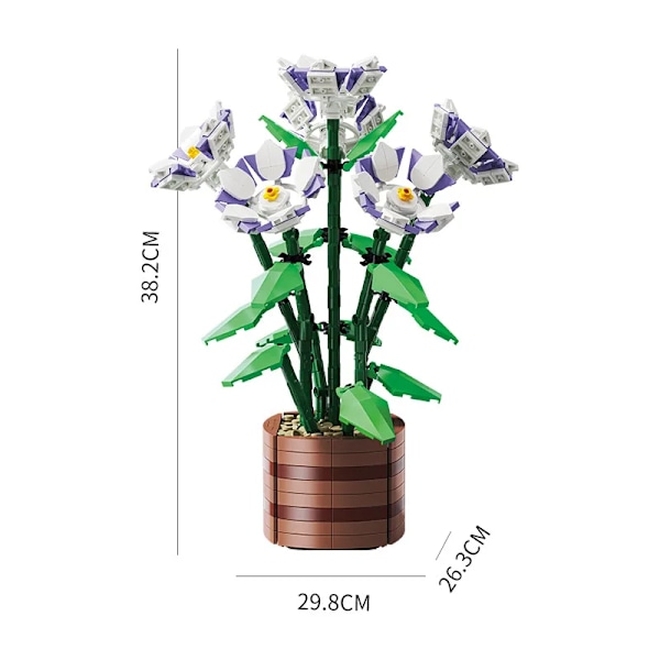 2023 Stadskreativitet Bukett Rhododendron Krukväxt Heminredning Byggklossar Tegelstenar Barnleksaker GRAY