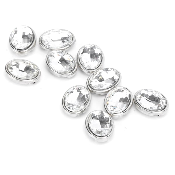 10 stk Claw Rhinestone 10x14mm Oval Clawless Kant Unhooked Tøj Tasker Sko Hatte Håndsyet tilbehør (Hvid)