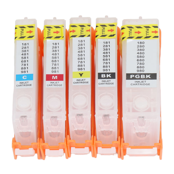 5Pcs Ink Cartridge PGBK BK C M Y Smoothly Operation Reusable Printer Ink Cartridge with Permanent Chip 380 381