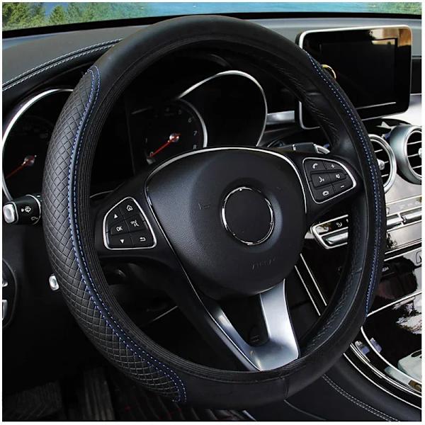Rattstyrningsöverdrag flätad på rattöverdraget cubre auto bilrattöverdrag biltillbehör rattöverdrag black grey