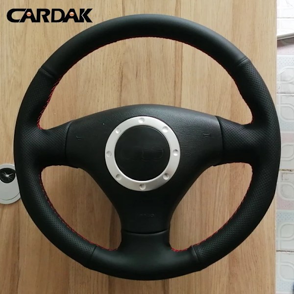 Cardak svart konstläder rattöverdrag för Audi A4 B6 2002 A3 3-ekrad 2000-2003 Audi TT 1999-2005