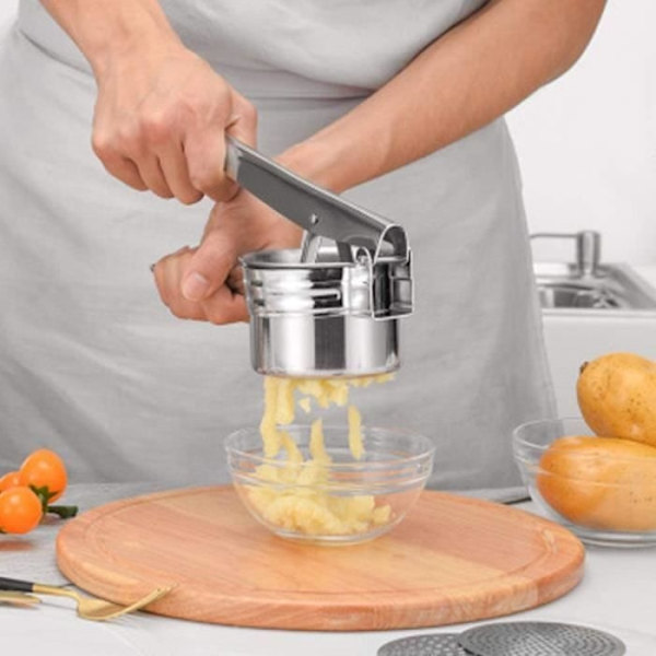 Tfacr Potatisstöt - Potatisstöt i rostfritt stål med 3 utbytbara skivor, Potatisstöt Mixer M472