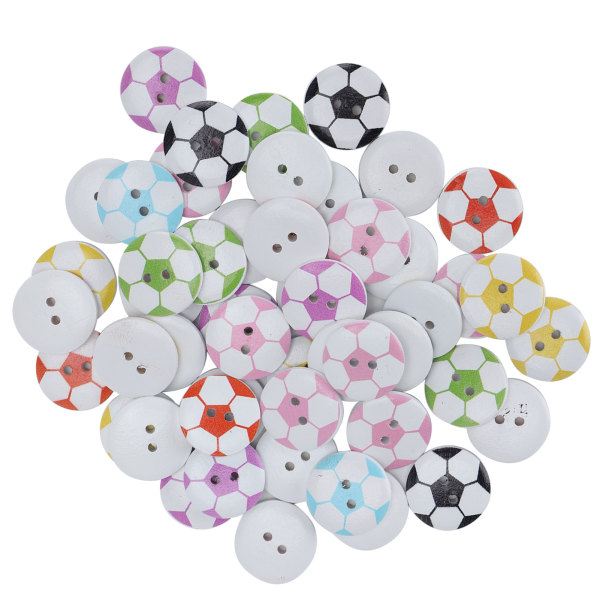 50 stk knap farverigt malet fodbold mønster træ knap tøj dekorativt tilbehør