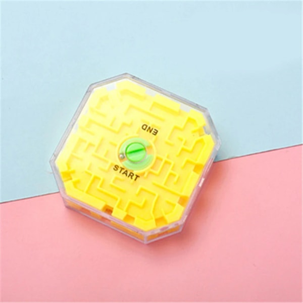 3D Mini Speed Cube Labyrint Magisk Kub Lära Pedagogisk Leksak Pusselspel Labyrint Rullande Boll Hjärna Lära Balans A-323-yellow