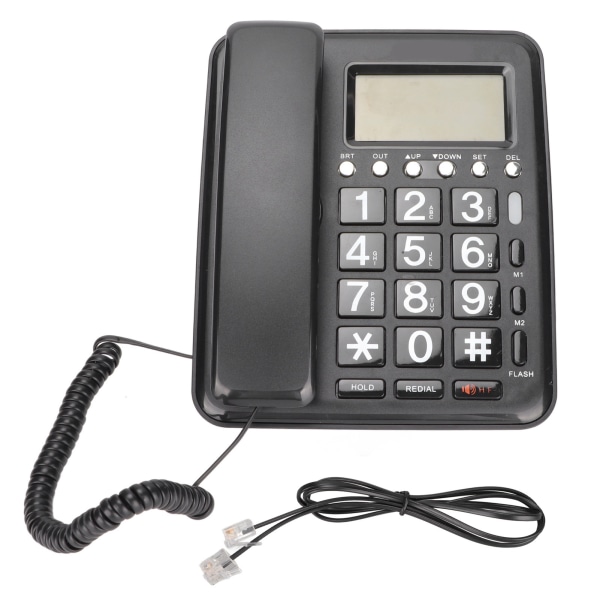 KX-T719CID ledningstelefon Klassisk håndfri telefon med stor knapp med anrops-ID-skjerm for hjemmekontor (svart)