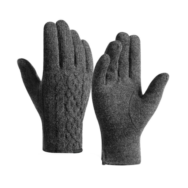 Vinterstickade handskar för män Pekskärm Vindtäta handskar Fleecefodrade Tjocka varma handskar för cykling Ridning Arbete Fotvandring Skidåkning