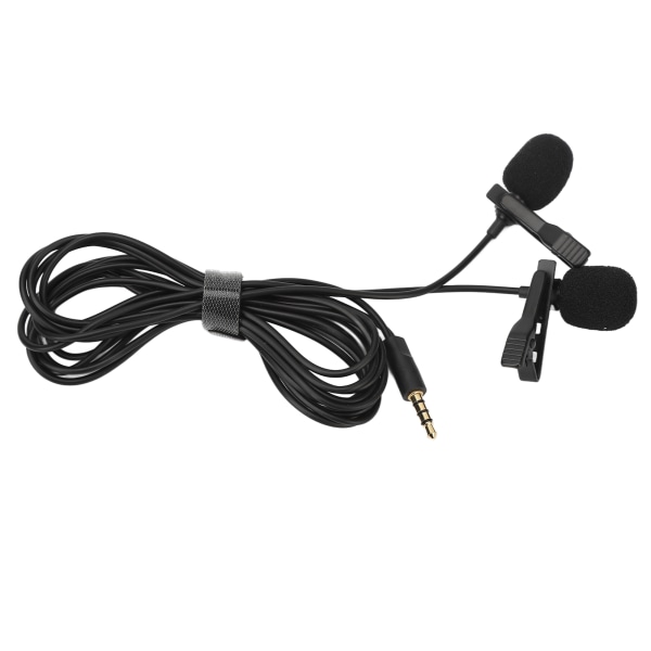 Sort dobbelthoved Lavalier Lapel Microphone Ingen driverinstallation påkrævet Lapel Collar Clip Mic