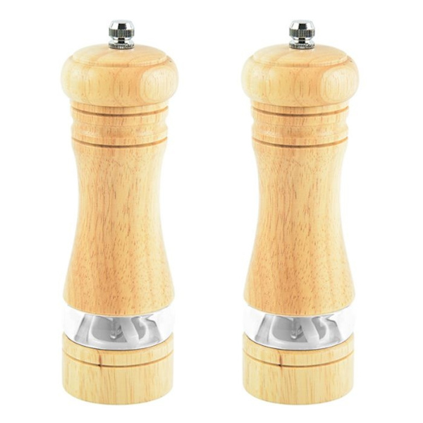 Pepparkvarn, Set med salt- och pepparkvarn i trä, Klassisk manuell saltkvarn, Pepparkvarnset