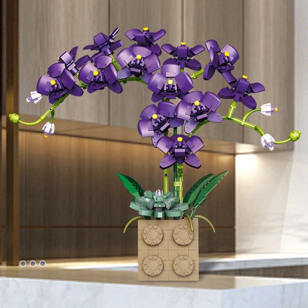 Byggstenblommor orkidéserie bonsai flicka bygg leksaksblommor vuxen blomsterarrangemang monteringsleksaker för gåvor Without box 1036PCS