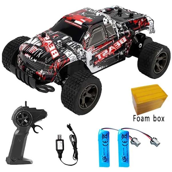 RC Monster Truck Hög Hastighet Off-Road Crawler Drift Radiostyrd Buggy 1/20 Skala Rally Fjärrstyrd Bil Leksaker för Pojkar Red 2 Battery