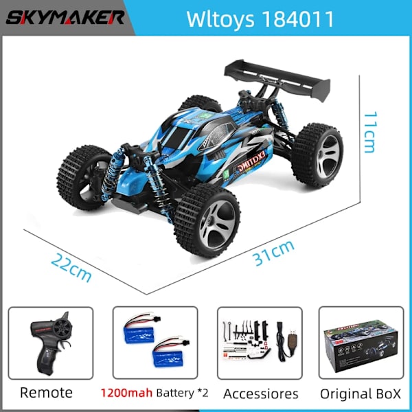 Wltoys 184011 RC-bil 1/18 4WD 2,4 GHz radiostyrd fjärrstyrd modellbil full proportionell hög hastighet 30 km/h terräng RC-bilar leksaker WL-184011-Orlbox-2B