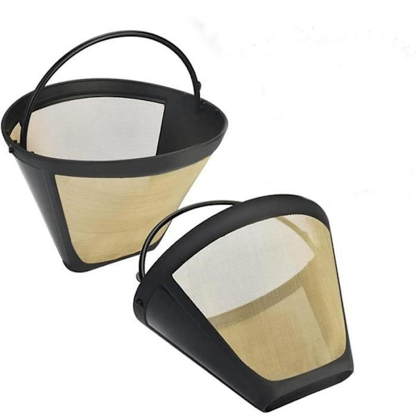 Permanent kaffefilter i guld, 2 stycken, 6-8 koppar
