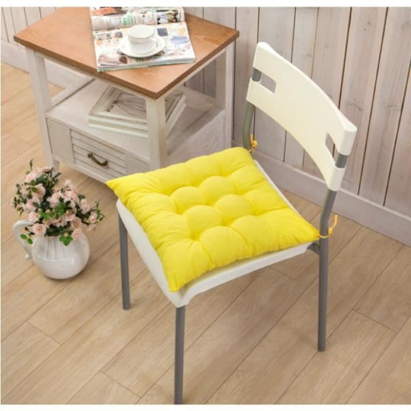 Set med 4 Förtjockade Fyrkantiga Stolsdynor - 40 * 40 Cm Gul
