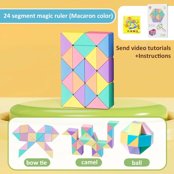 24-72 Segment Magisk Linjal Orm Kub Multi-Färg 3D Pussel Fidget Leksaker Transformerbara Kuber Barn Utbildning Leksaker Gåva Cubo Magico C 24 segments