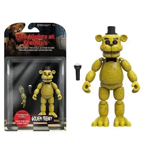 Fem nätter hos Freddy Freddy Fazbear actionfigur PVC mobiltelefon med rörliga leder guldmodell leksakssats byggklossar 17-with box