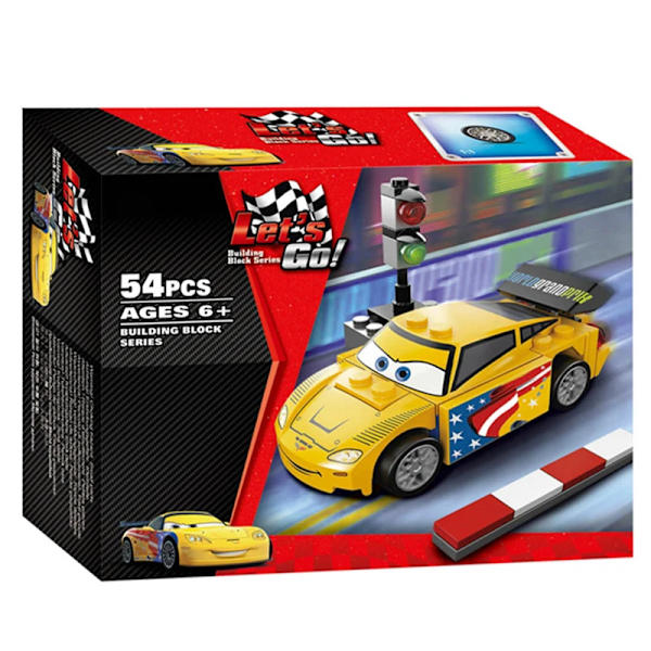 Aoger Pixar Cars 3 Byggstenar Modell Leksak Presentset Blixten McQueen Jackson Farbror Lastbil Pojkens Födelsedag Leksakspresent 54PCS With Box